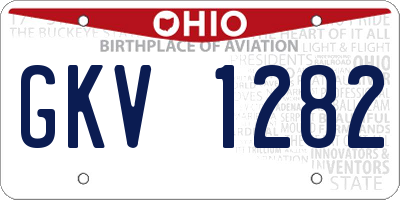 OH license plate GKV1282
