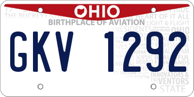 OH license plate GKV1292