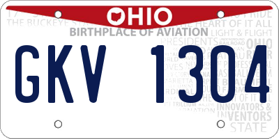 OH license plate GKV1304