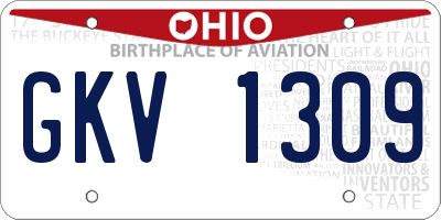 OH license plate GKV1309