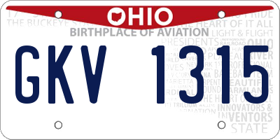 OH license plate GKV1315