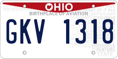 OH license plate GKV1318