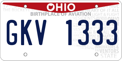 OH license plate GKV1333