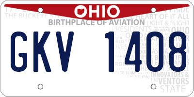 OH license plate GKV1408