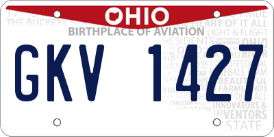 OH license plate GKV1427
