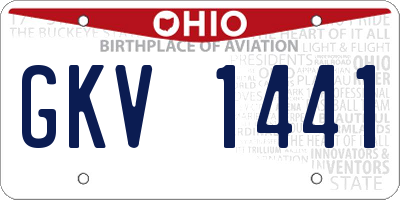 OH license plate GKV1441