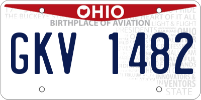 OH license plate GKV1482
