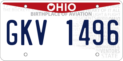 OH license plate GKV1496