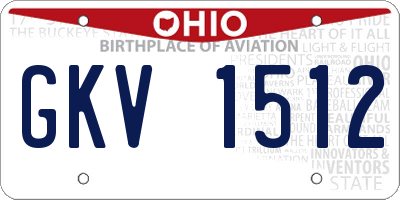 OH license plate GKV1512