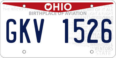 OH license plate GKV1526