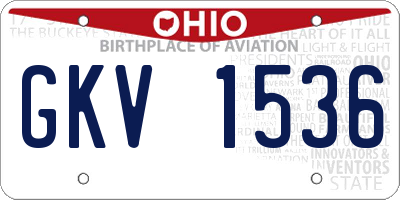 OH license plate GKV1536