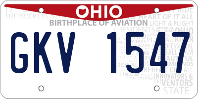 OH license plate GKV1547