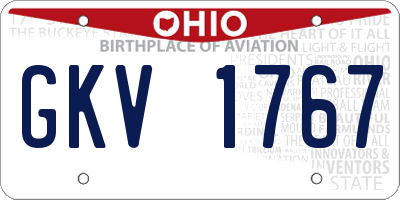 OH license plate GKV1767