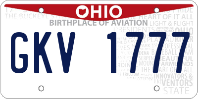 OH license plate GKV1777