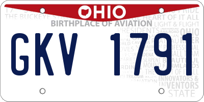 OH license plate GKV1791