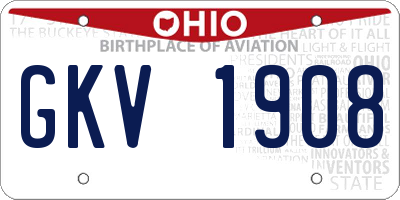OH license plate GKV1908