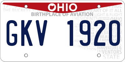 OH license plate GKV1920