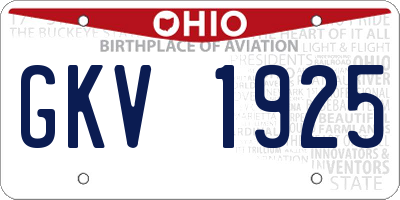 OH license plate GKV1925