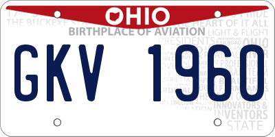 OH license plate GKV1960