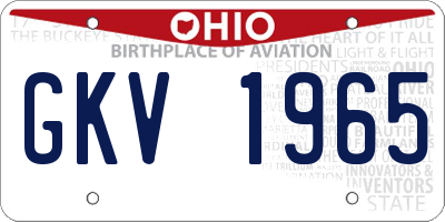 OH license plate GKV1965