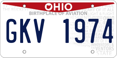 OH license plate GKV1974