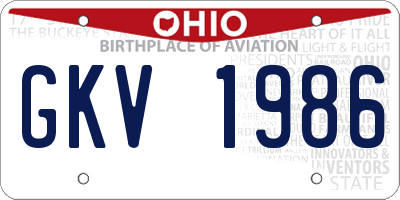 OH license plate GKV1986