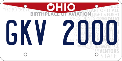 OH license plate GKV2000