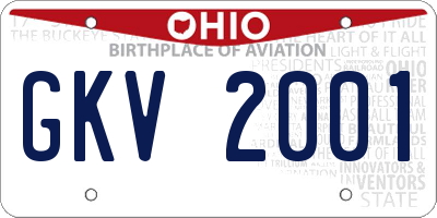 OH license plate GKV2001