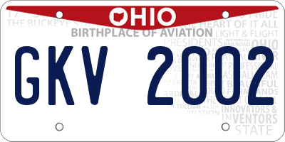OH license plate GKV2002