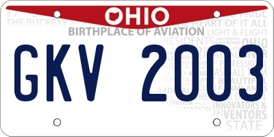 OH license plate GKV2003