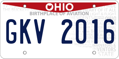 OH license plate GKV2016
