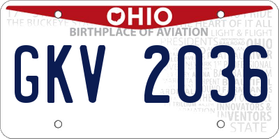 OH license plate GKV2036