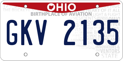 OH license plate GKV2135