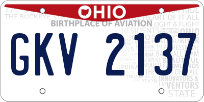 OH license plate GKV2137