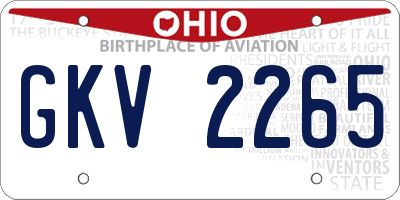 OH license plate GKV2265