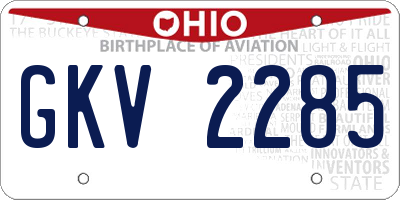 OH license plate GKV2285