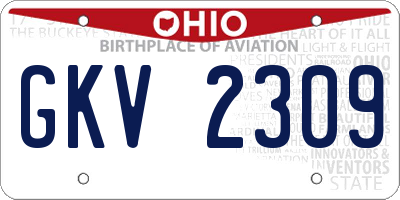 OH license plate GKV2309