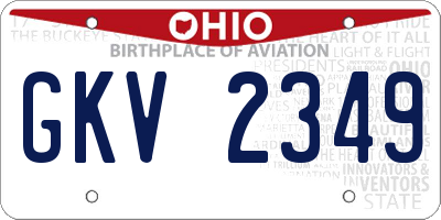 OH license plate GKV2349