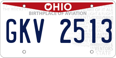 OH license plate GKV2513