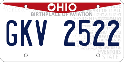 OH license plate GKV2522