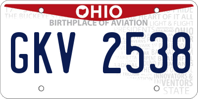 OH license plate GKV2538