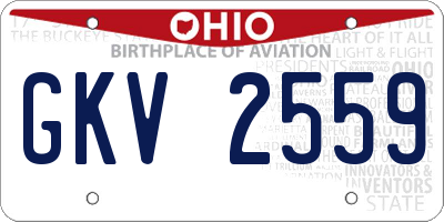 OH license plate GKV2559