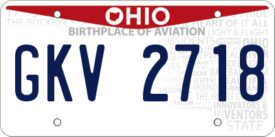 OH license plate GKV2718