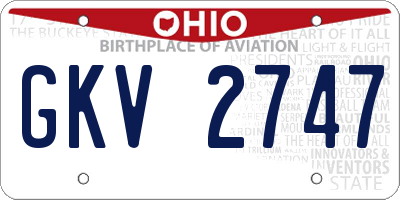 OH license plate GKV2747