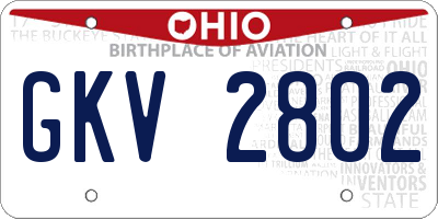 OH license plate GKV2802