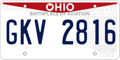 OH license plate GKV2816