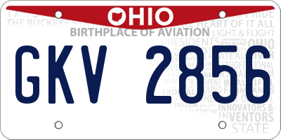 OH license plate GKV2856