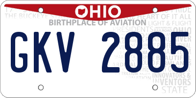 OH license plate GKV2885