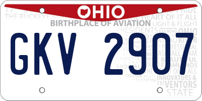 OH license plate GKV2907