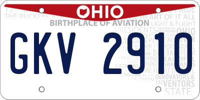 OH license plate GKV2910